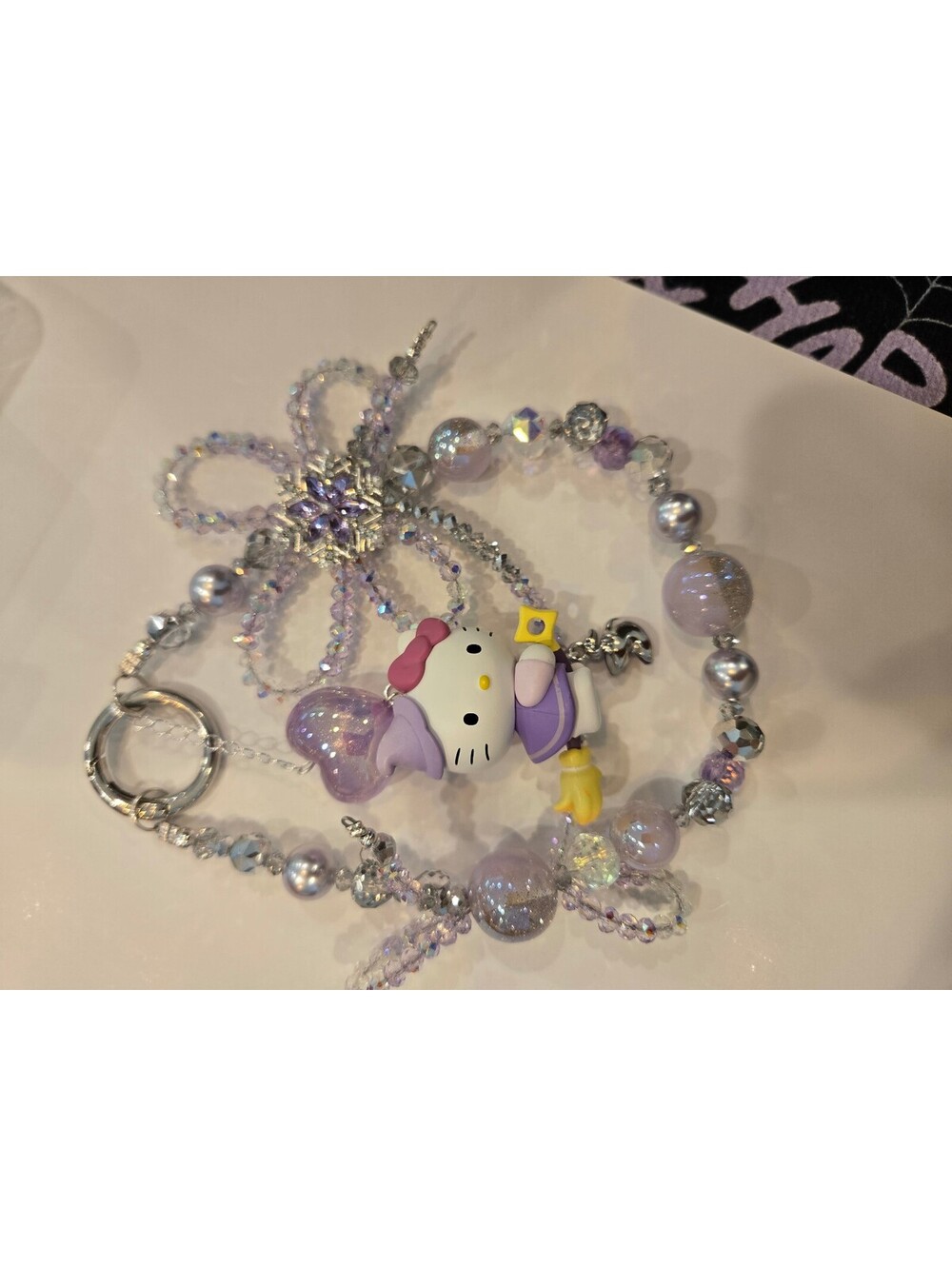 HK beaded keychain purple